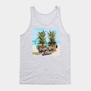 Tropic Like It's Hot - Tropical Beach Pineapple Music Unisex Striped Fade Tank Top